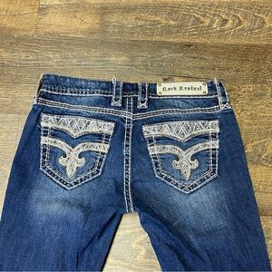 Rock Revival Y2K Royal Boot Cut Low Rise Jeans Women's 28x29 Bling Altered